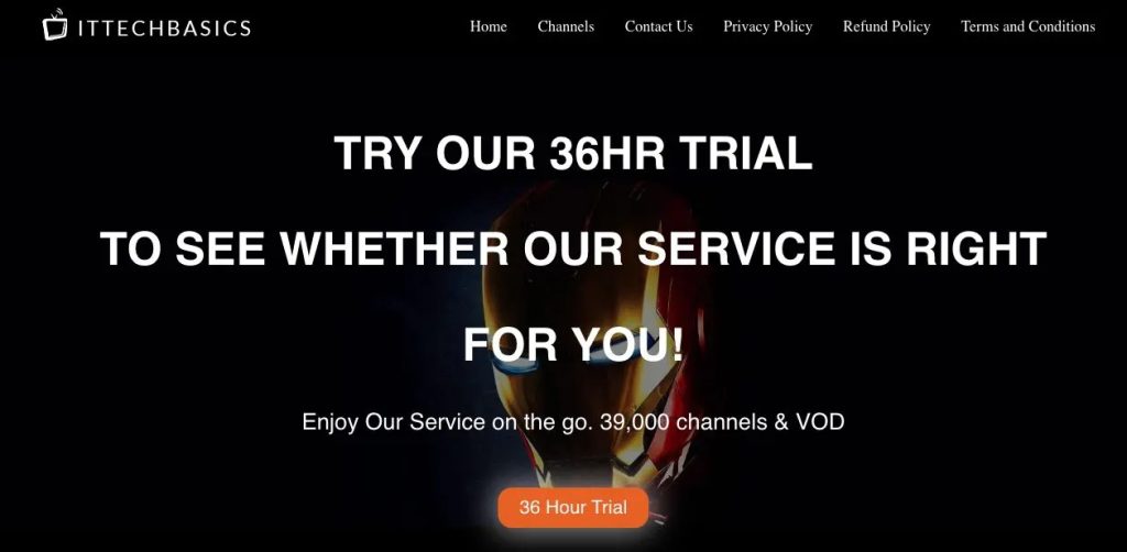 Screenshot of ITTechbasics IPTV website homepage