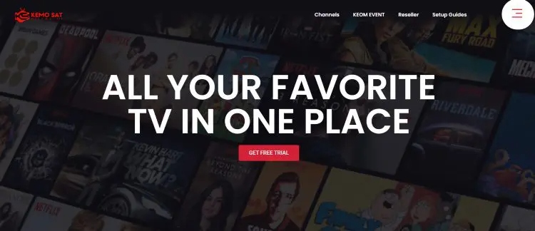 Screenshot of kemo IPTV website homepage