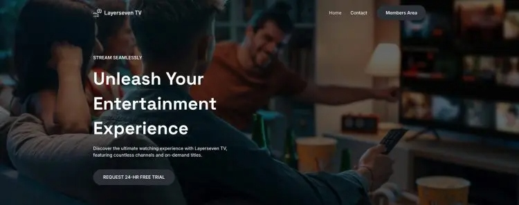 Screenshot of layerseven IPTV website homepage