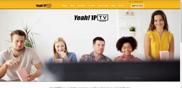 Screenshot of yea IPTV website homepage